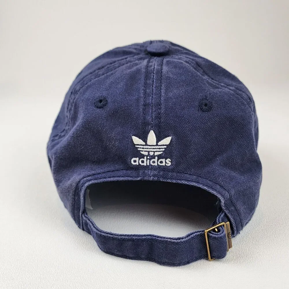 Adidas Originals Trefoil Dad Hat Navy Blue Strapback Cotton Baseball Cap